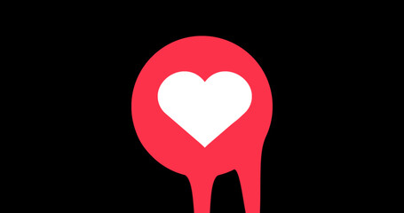 Animated red hearts dripping social media icons in an alpha channel. Easy to use in any video.