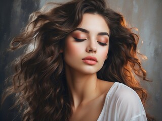 Fototapeta premium portrait of a woman with hair