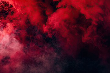 A close up of red gas smoke creating a magenta pattern on a black background