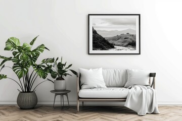 Elegant Living Room with Landscape Wall Art