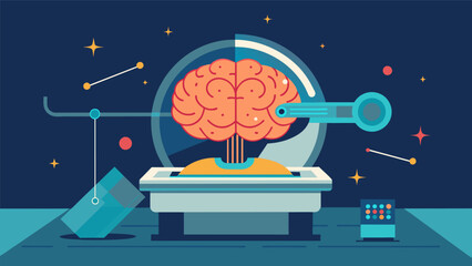 Fototapeta premium A human brain being scanned and converted into a digital entity..