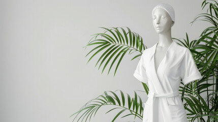 Serene and Relaxing: A High-Resolution Spa Uniform Mockup Showcasing Comfort and Sophistication
