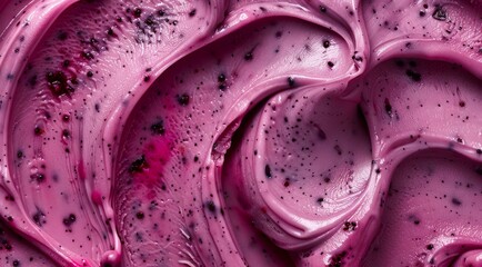 Surface of blackberry purple ice cream texture background, top view.