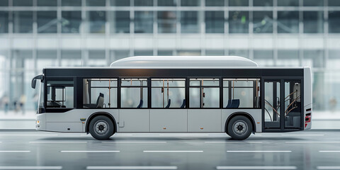 Side view of modern bus in white background