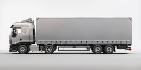 Fototapeta na wymiar Side view of modern gray truck in white background