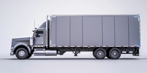 Side view of modern gray truck in white background