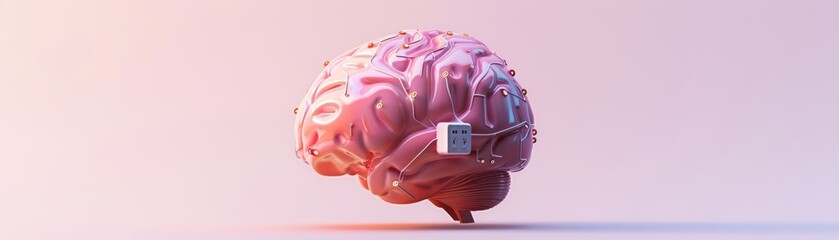 Brain implant. 3D rendering.
