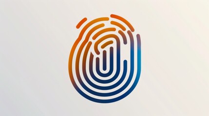 Fingerprint icon made of blue and orange lines