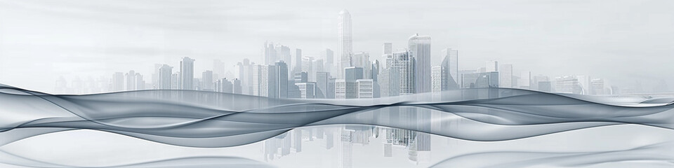 Skyline gray wave illustration, soft and expansive skyline gray wave on a white backdrop.