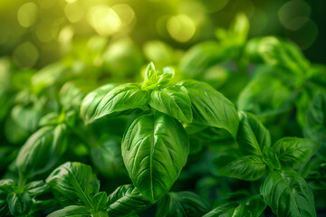 Close up of basil leaves