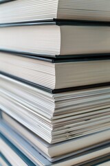 Stack of hardcover books on white background, Back to School, studies, learning concept.