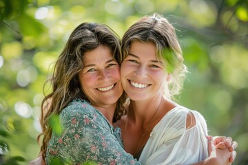 Daughter hugging her mother, mother's day concept, affection.