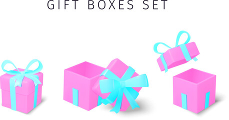 Gift boxes set 3D pink and blue design