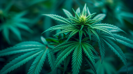 Cannabis leaf close up