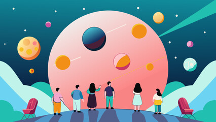 Cosmic Gathering: People Observing Planets in a Fantasy Universe