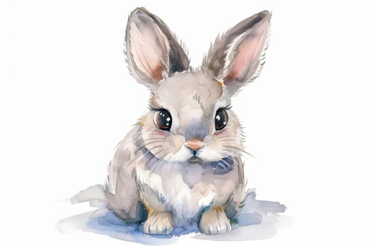Create a watercolor painting of a cute bunny rabbit