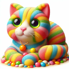 gato dulce hecho con gominolas y chucher&iacute;as