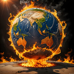 burning planet earth