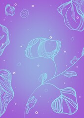 Abstract flower background made from blue lines on violet background 