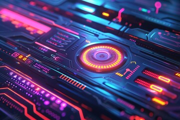 Fototapeta premium A highly detailed render of a futuristic control panel