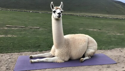 Naklejka premium A Llama Doing Yoga