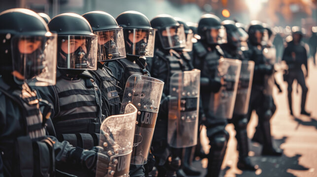 Anti-riot police squad on the street