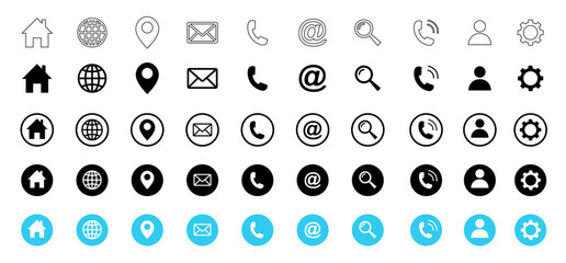 Web icon set. Contact and web icons set. Website set icon vector.