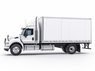 Side view of modern white truck in white background