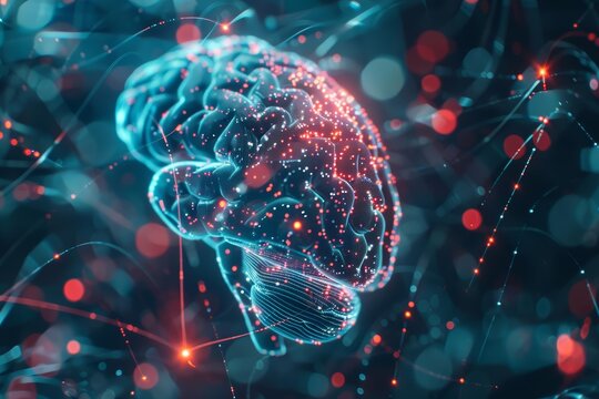 Researchers use AI to decode complex brain signals, advancing neuroscience and psychology, Sharpen close up hitech concept with blur background