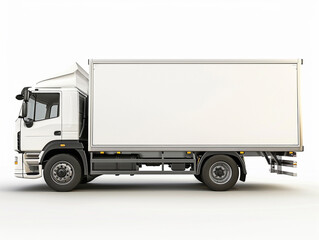 Side view of modern white truck in white background