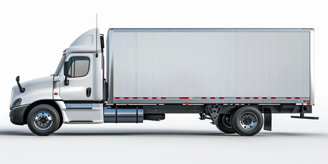 Side view of modern white truck in white background