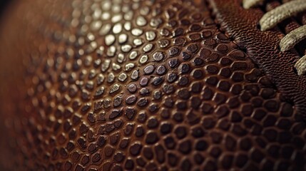 Macro shot of an American football ball