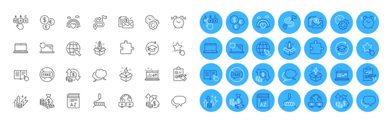Change money, Sound check and Speech bubble line icons pack. Notebook, Money, Journey web icon. Video conference, Inflation, Paint roller pictogram. Time management, Talk bubble. Vector