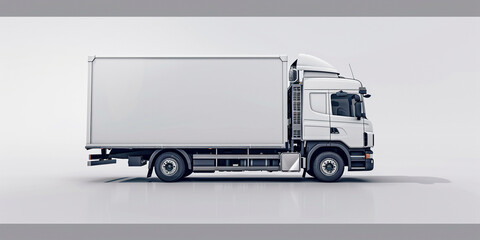 Side view of modern white truck in white background