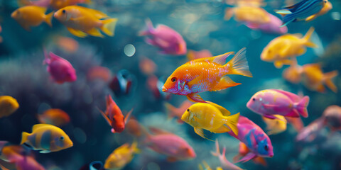 Vibrant Marine Life: Colorful Fish in the Sea
Illustration of brightly colored fish swimming in the...