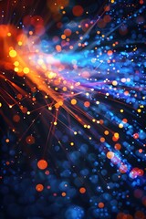 Abstract background with neon rays fiber optics 