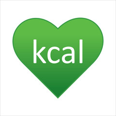 Energy fat burn kcal heart green icon. Kilocalorie logo vector weight fitness heart graphic icon illustration. kilocalorie heart symbolic emblem for food products cover designation, fat burning.
