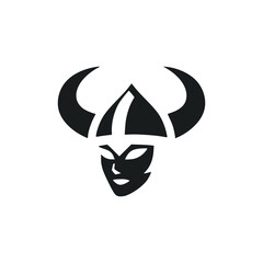 simple female viking wearing helmet logo vector illustration template design