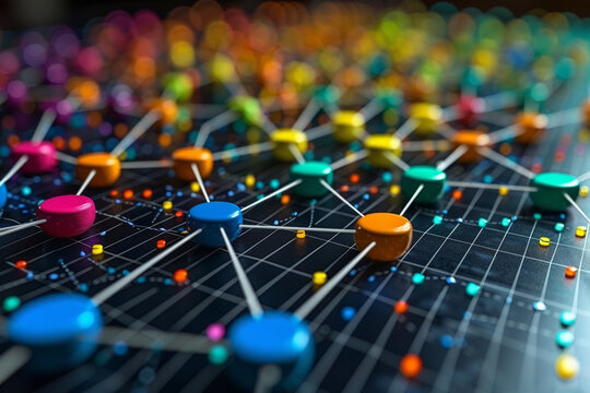 A radar chart evaluating the effectiveness of marketing channels in driving customer acquisition, with colorful lines indicating performance metrics - Powered by Adobe