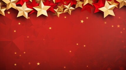 Abstract Red Background with Golden yellow Stars