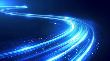 Blue glowing shiny lines effect vector background. Luminous white lines of speed. Light glowing effect. 