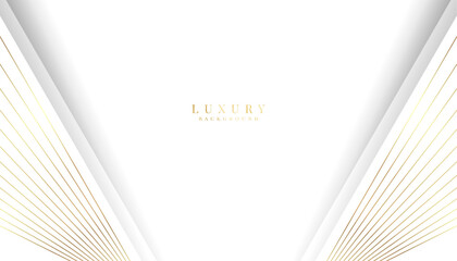 White premium background paper cut style with golden line Luxury concept.