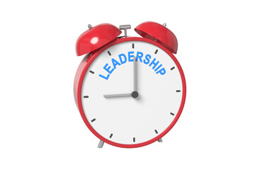 Ringing alarm clock text LEADERSHIP. Deadline concept. 3D illustration.