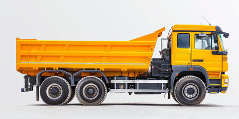 Side view of modern yellow dump truck