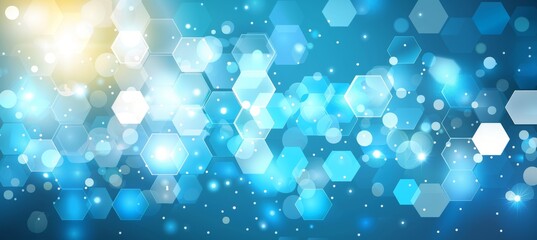 Blue abstract hexagon pattern in futuristic digital design with technological geometric elements