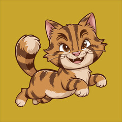 Cat Stickers Vector - Happy Cat Sticker Vector