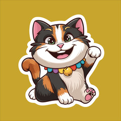 Cat Stickers Vector - Happy Cat Sticker Vector