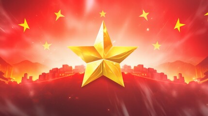 Obraz premium Abstract Red Background with Golden yellow Stars