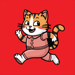 Cat Stickers Vector - Happy Cat Sticker Vector