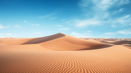 Fototapeta na wymiar Dramatic landscape photograph of the Sahara Desert showcasing windsculpted dunes under a clear blue sky ideal for nature and travel publications